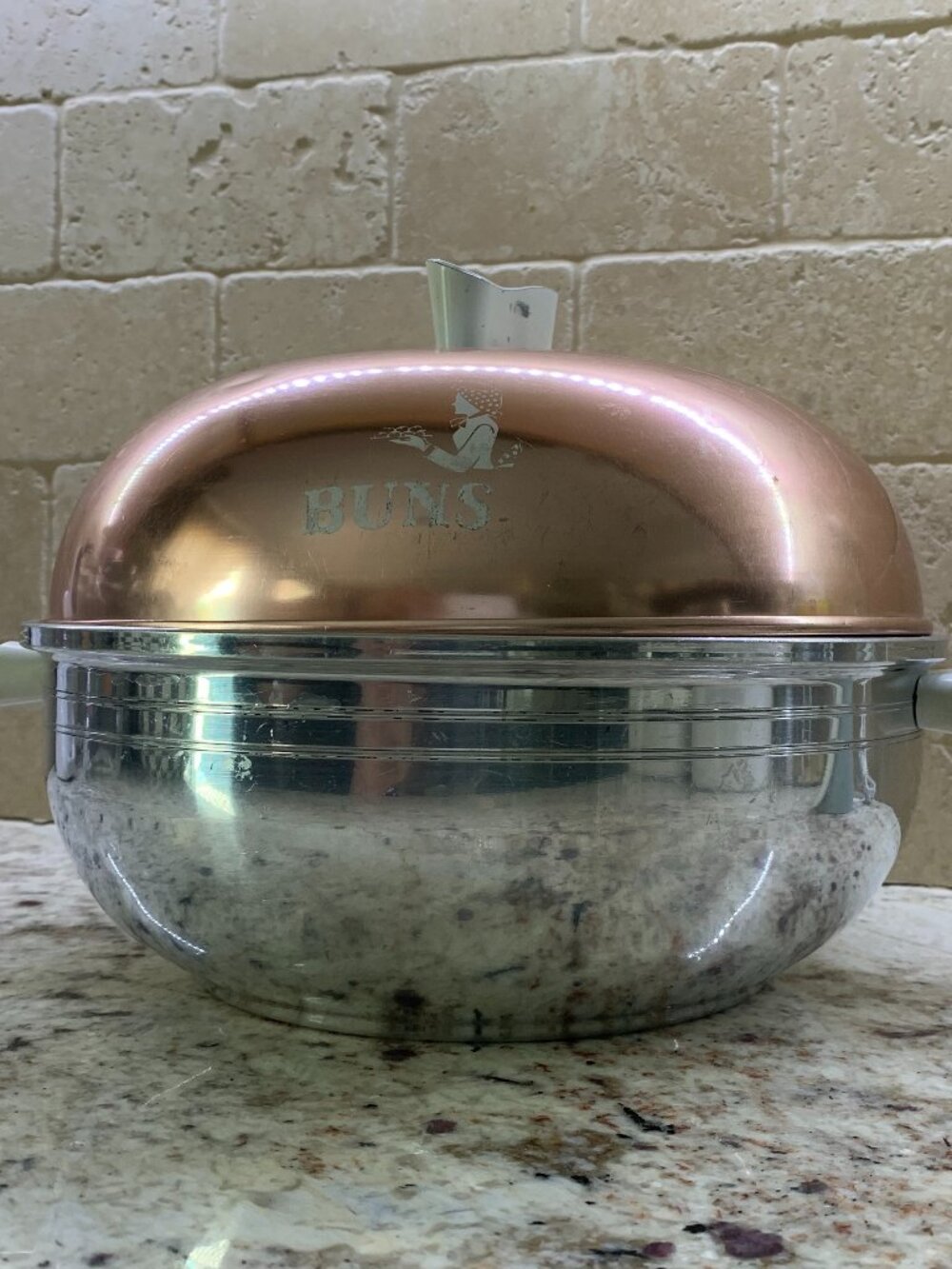 Vintage West Bend Aluminum & Copper Serving Oven/ Bun Warmer 3 Piece 7.5" tall
